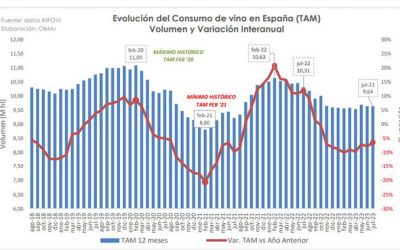 El consumo de vino en España crece ligeramente en julio aunque se mantiene por debajo en el interanual